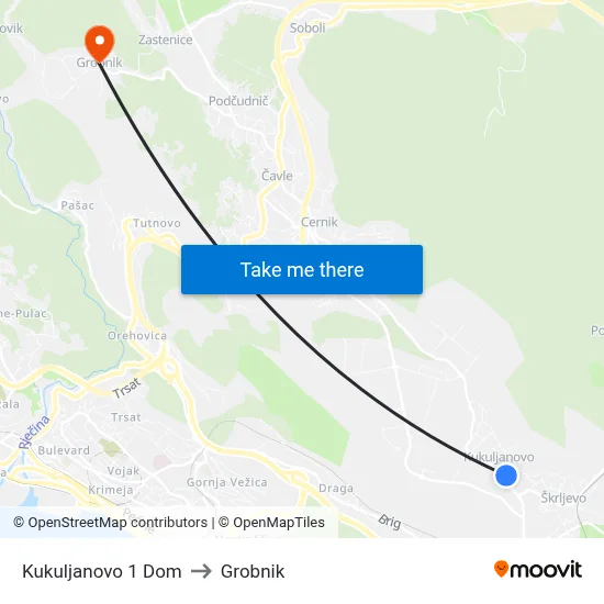 Kukuljanovo 1 Dom to Grobnik map