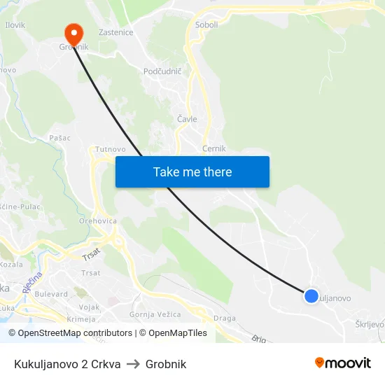 Kukuljanovo 2 Crkva to Grobnik map