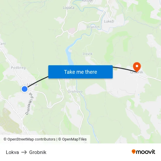 Lokva to Grobnik map