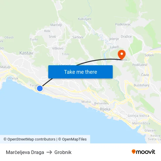 Marčeljeva Draga to Grobnik map