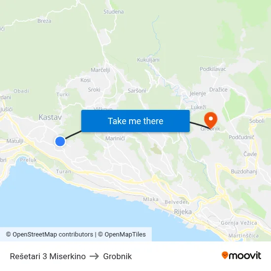 Rešetari 3 Miserkino to Grobnik map