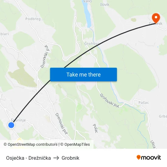 Osječka - Drežnička to Grobnik map