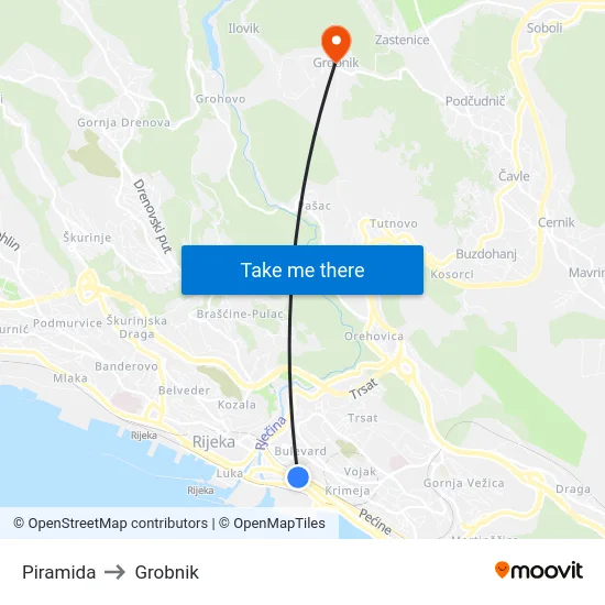 Piramida to Grobnik map