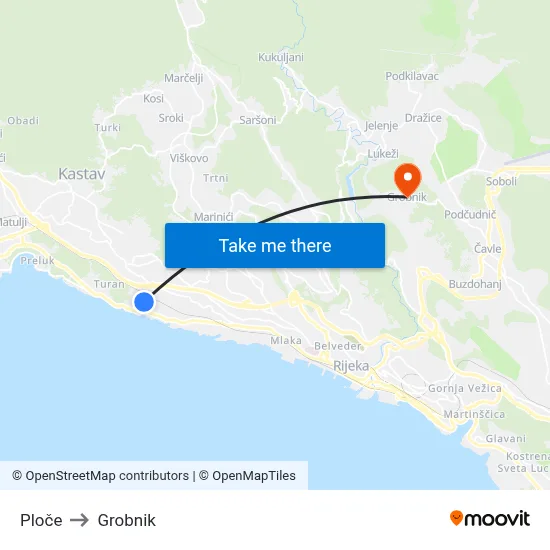 Ploče to Grobnik map