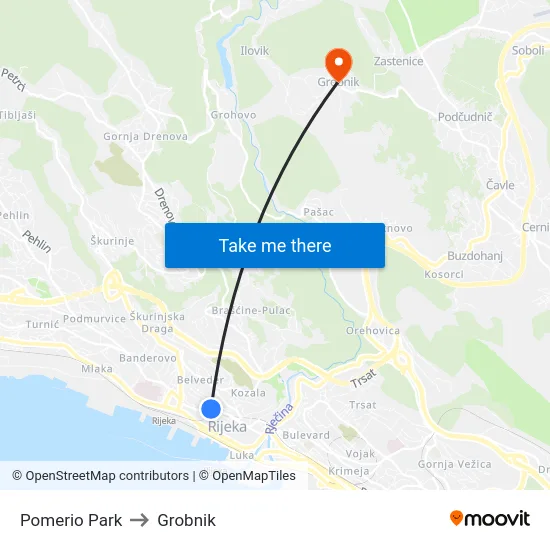 Pomerio Park to Grobnik map