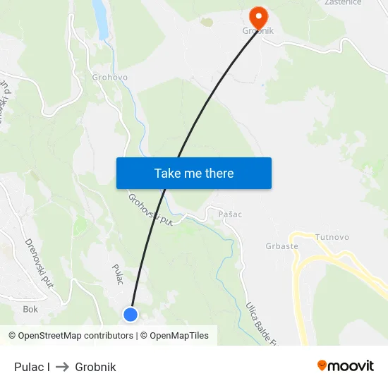 Pulac I to Grobnik map