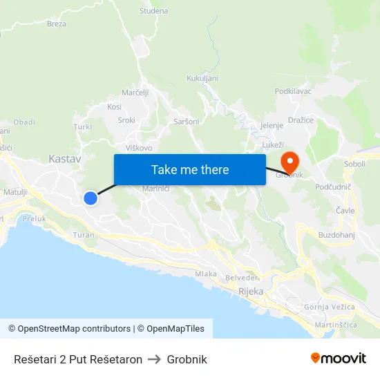 Rešetari 2 Put Rešetaron to Grobnik map