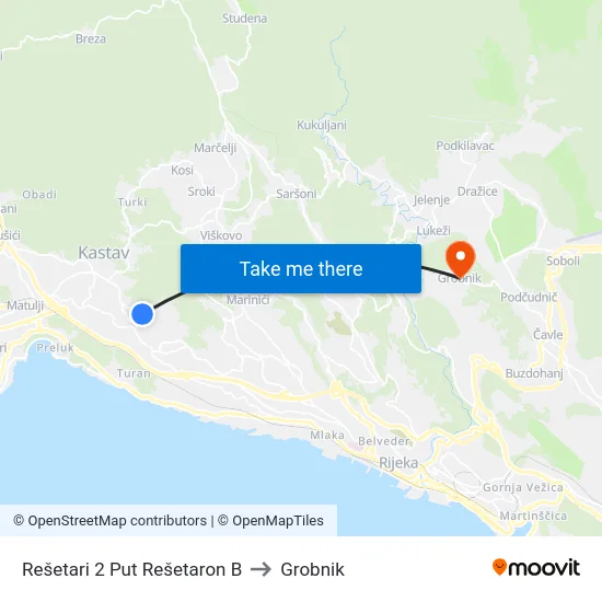 Rešetari 2 Put Rešetaron B to Grobnik map