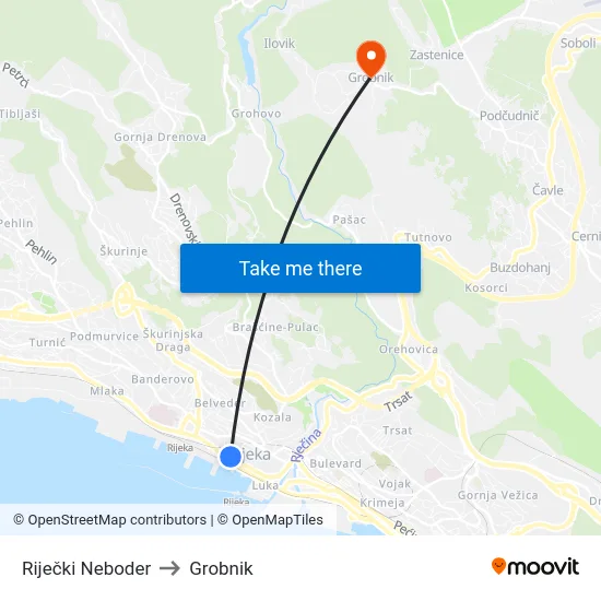 Riječki Neboder to Grobnik map