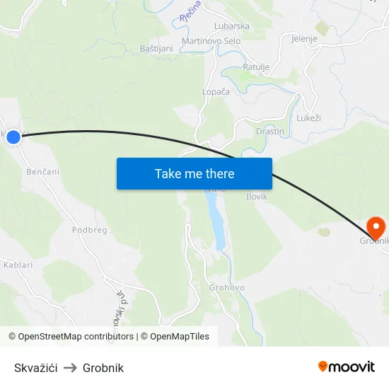 Skvažići to Grobnik map