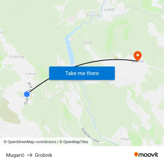Mugarić to Grobnik map
