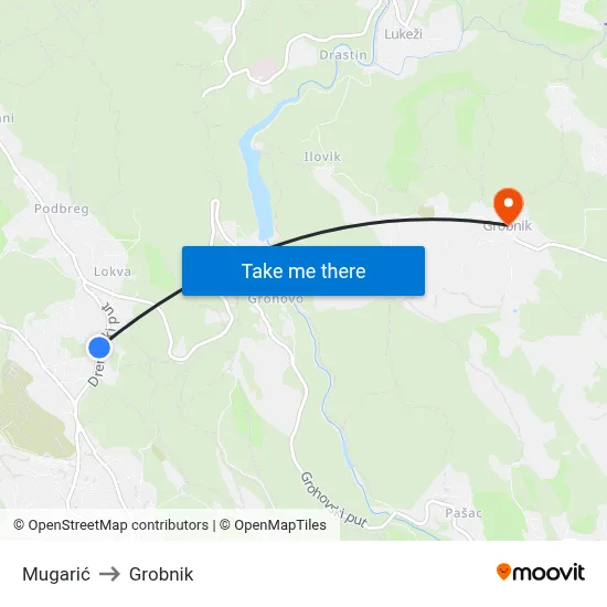 Mugarić to Grobnik map