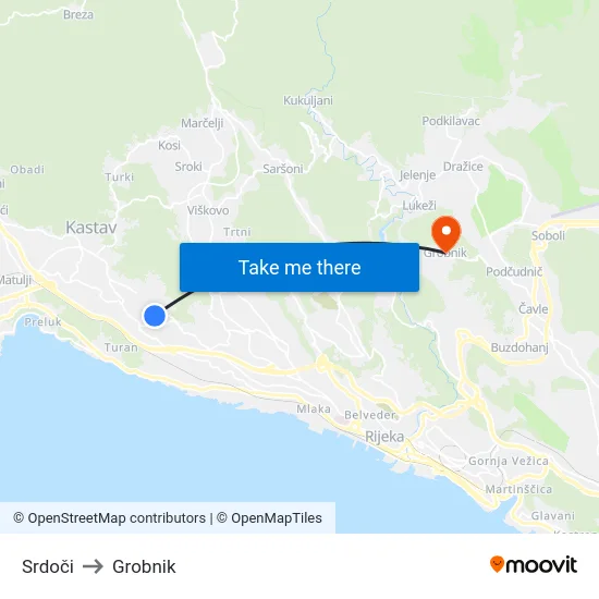 Srdoči to Grobnik map