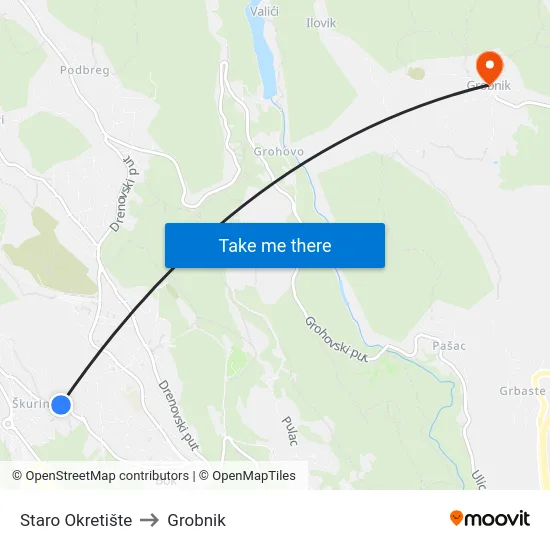 Staro Okretište to Grobnik map
