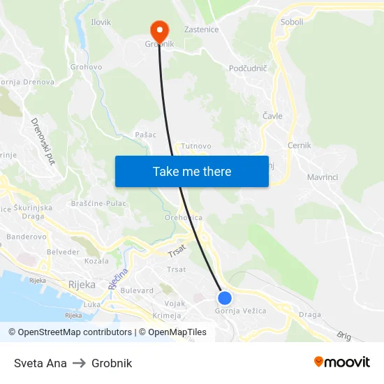 Sveta Ana to Grobnik map
