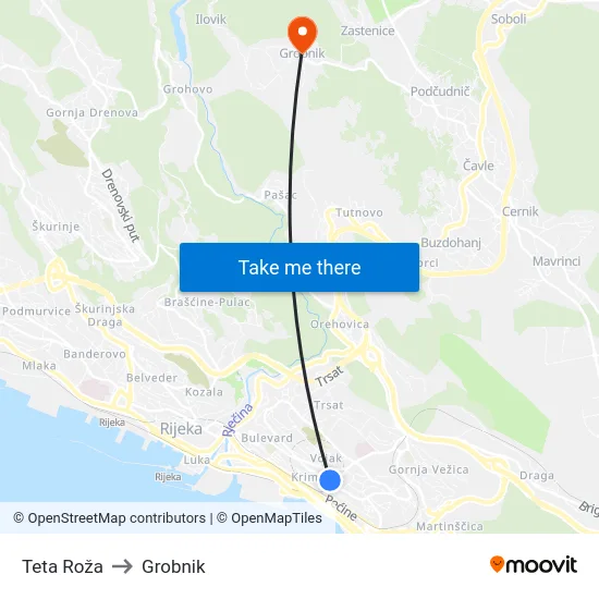 Teta Roža to Grobnik map