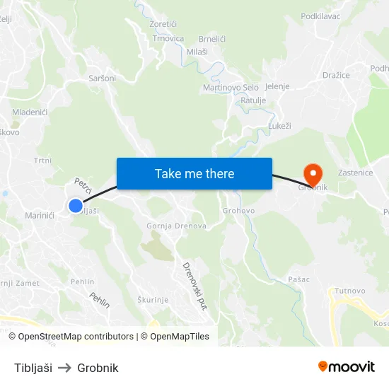 Tibljaši to Grobnik map