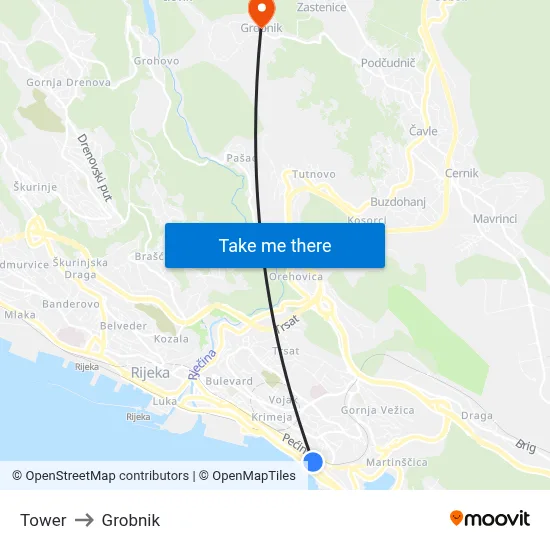 Tower to Grobnik map