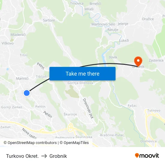 Turkovo Okret. to Grobnik map