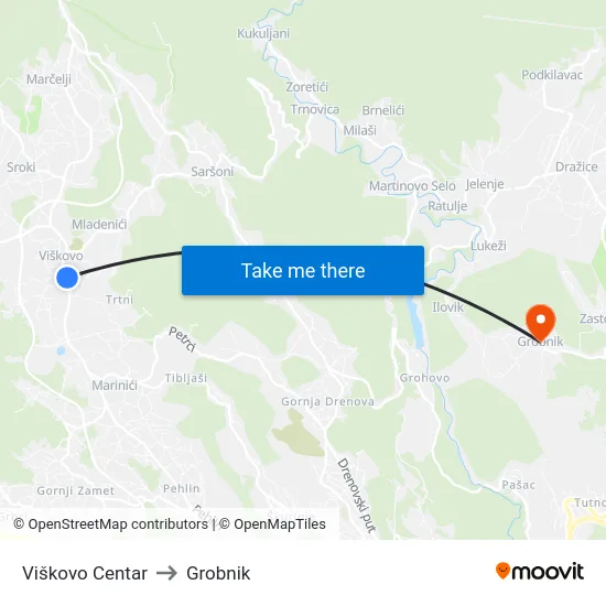 Viškovo Centar to Grobnik map