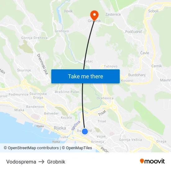 Vodosprema to Grobnik map