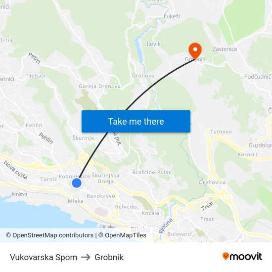 Vukovarska Spom to Grobnik map