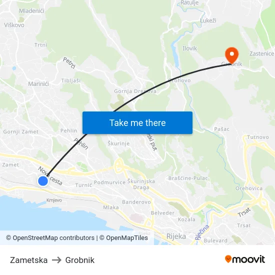 Zametska to Grobnik map