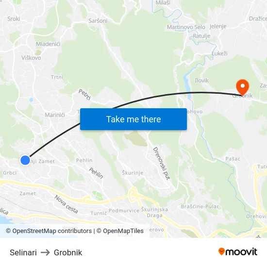 Selinari to Grobnik map
