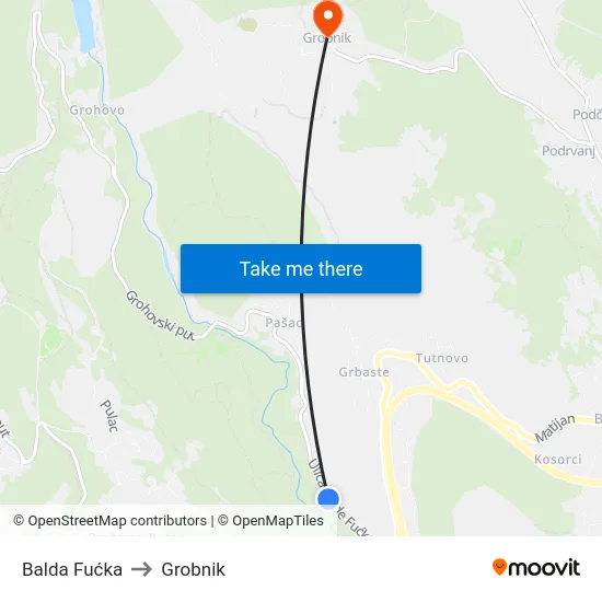 Balda Fućka to Grobnik map
