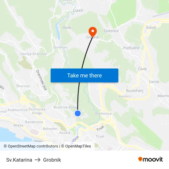 Sv.Katarina to Grobnik map