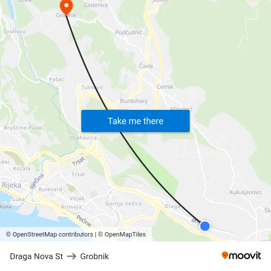 Draga Nova St to Grobnik map