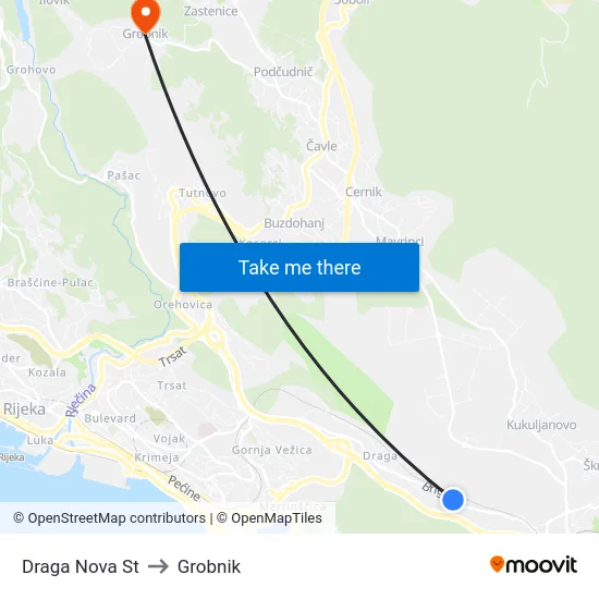 Draga Nova St to Grobnik map