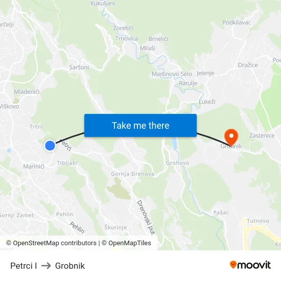 Petrci I to Grobnik map