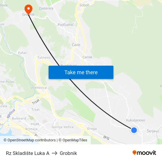 Rz Skladište Luka A to Grobnik map