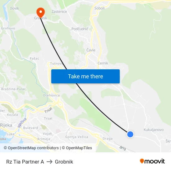 Rz Tia Partner A to Grobnik map