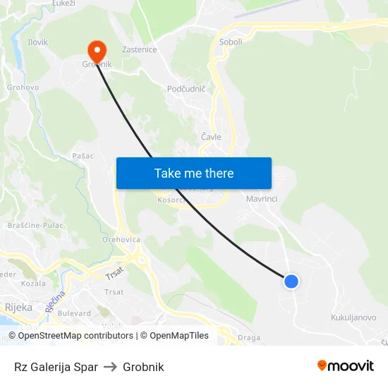 Rz Galerija Spar to Grobnik map