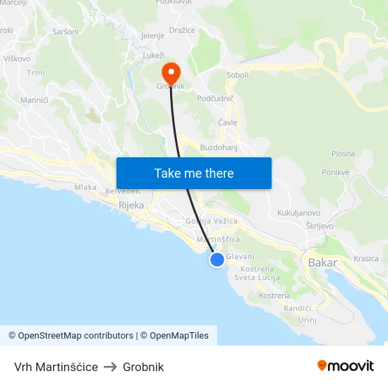 Vrh Martinšćice to Grobnik map