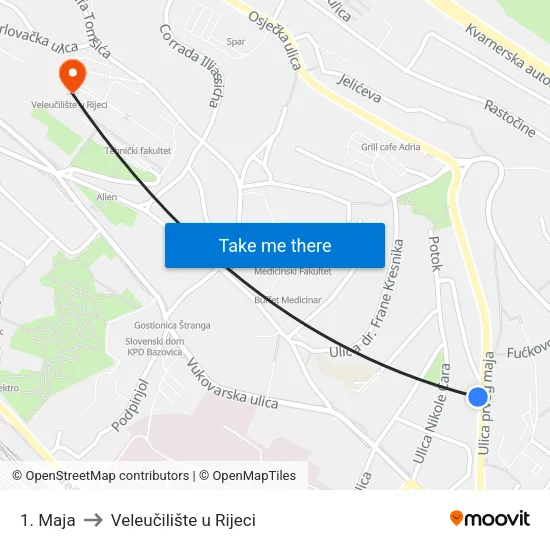 1. Maja to Veleučilište u Rijeci map