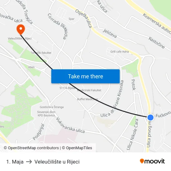 1. Maja to Veleučilište u Rijeci map