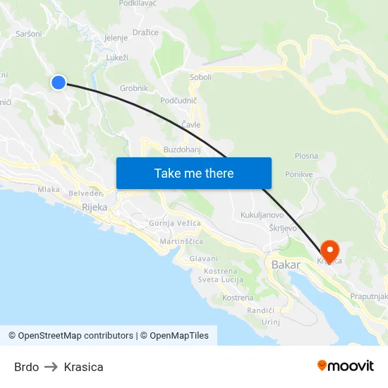 Brdo to Krasica map