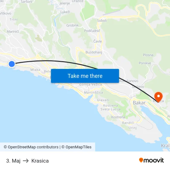 3. Maj to Krasica map