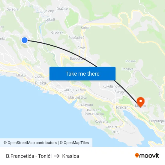 B.Francetića - Tonići to Krasica map