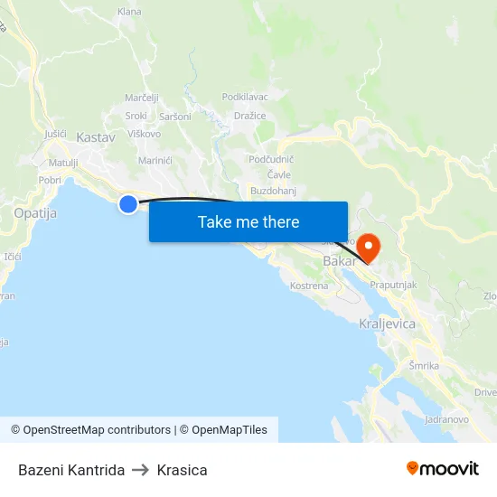 Bazeni Kantrida to Krasica map