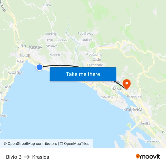 Bivio  B to Krasica map