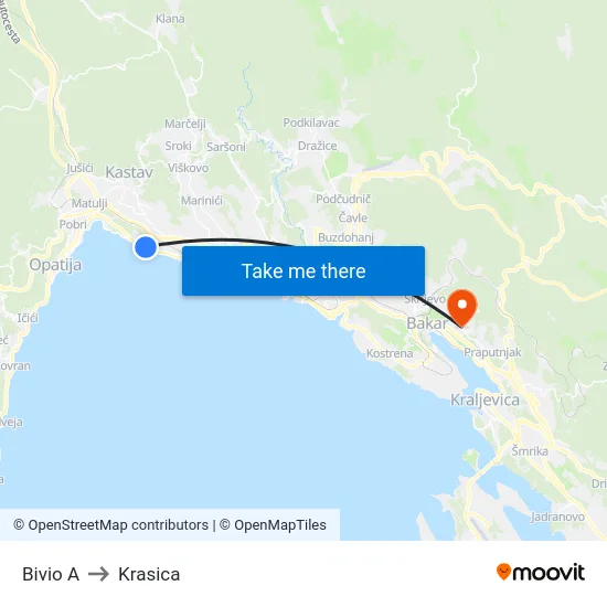 Bivio  A to Krasica map