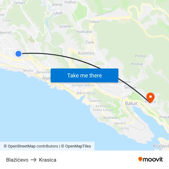 Blažićevo to Krasica map