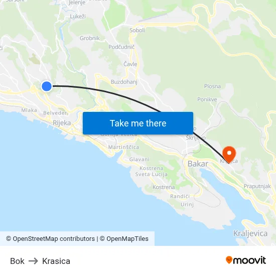 Bok to Krasica map