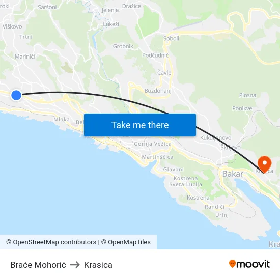 Braće Mohorić to Krasica map