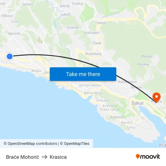 Braće Mohorić to Krasica map