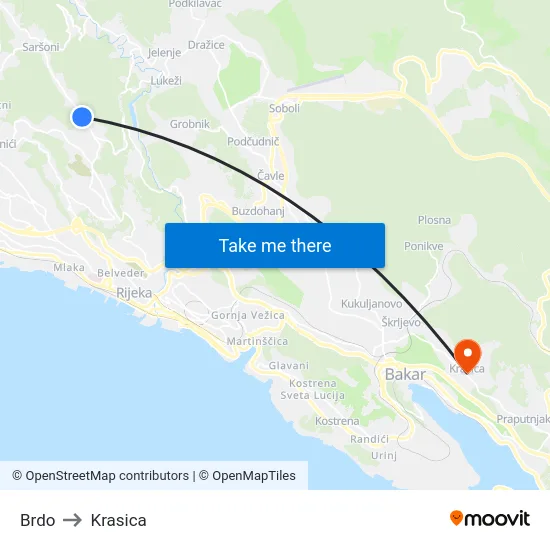 Brdo to Krasica map